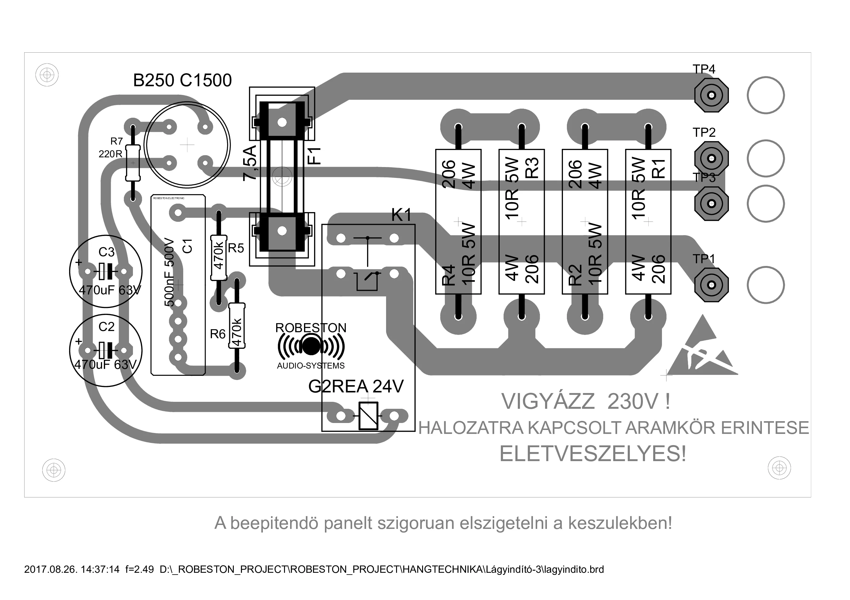 Lágyindító beültetési rajz